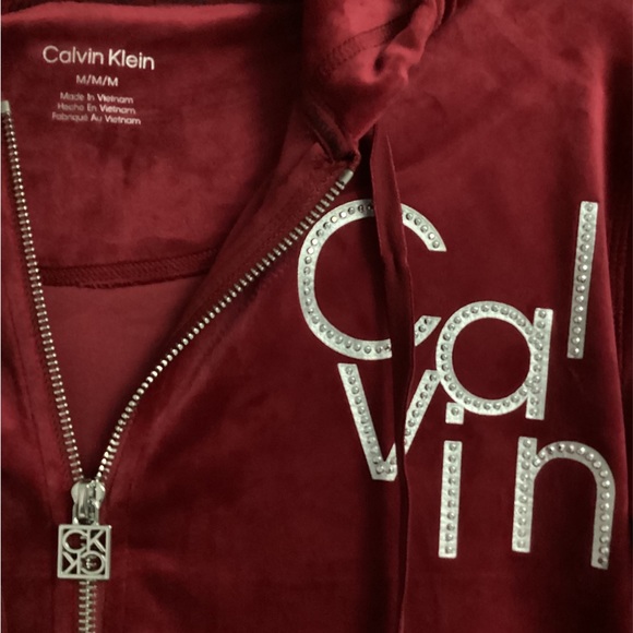 Calvin Klein Jacket with hoodie. NWOT - Size M Color: Dark Red - Picture 4 of 4